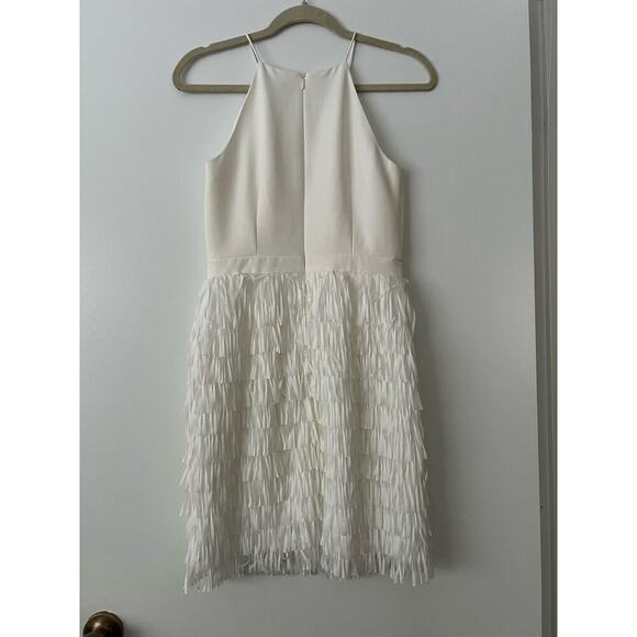 Aidan Mattox White Sleeveless Fringe Trim Dress Sz 2 - Picture 6 of 6